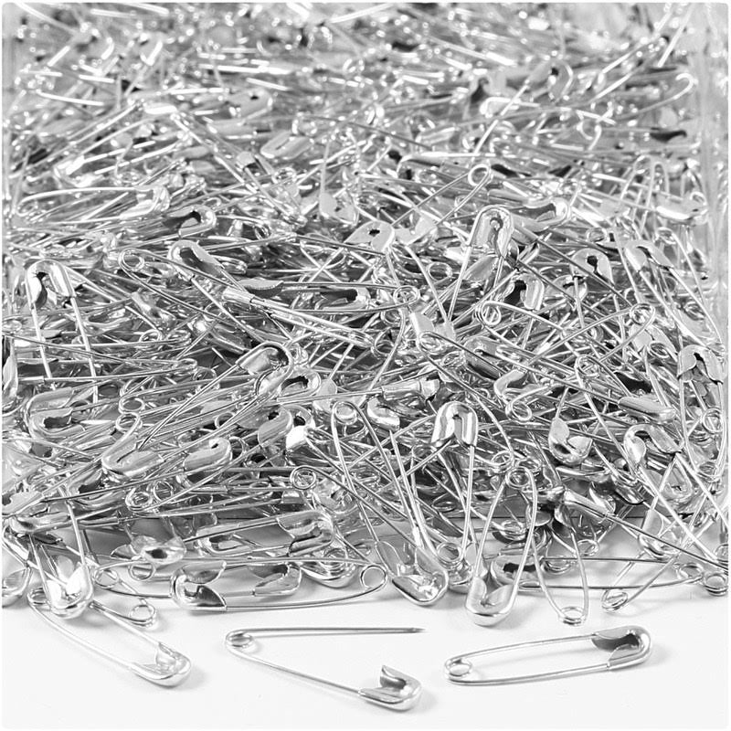 Safety Pins, 22 mm, 0.6 mm, 500 Pcs, Silver P40108