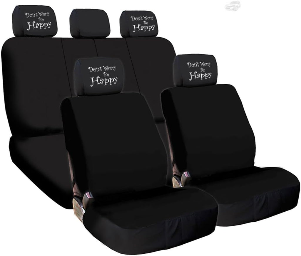 Black Flat Cloth Universal Fit Car Seat Covers with Headrest Covers F505