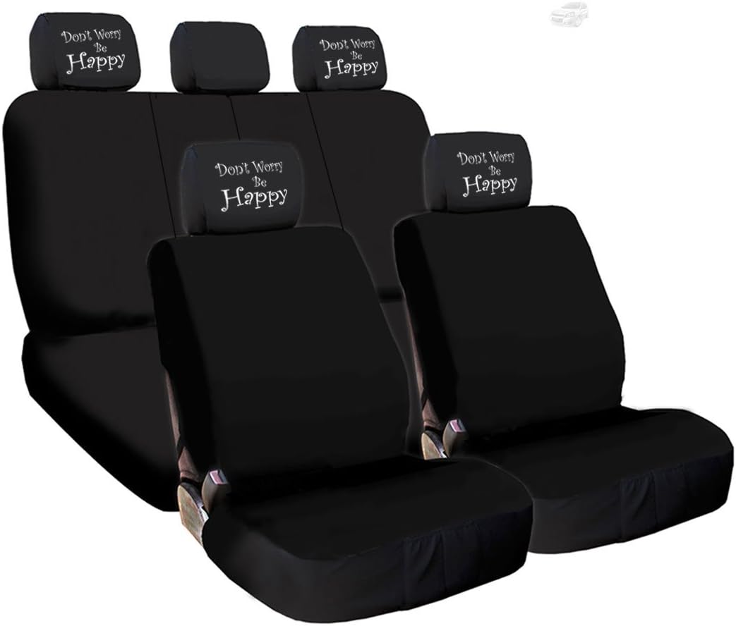 Black Flat Cloth Universal Fit Car Seat Covers with Headrest Covers F505