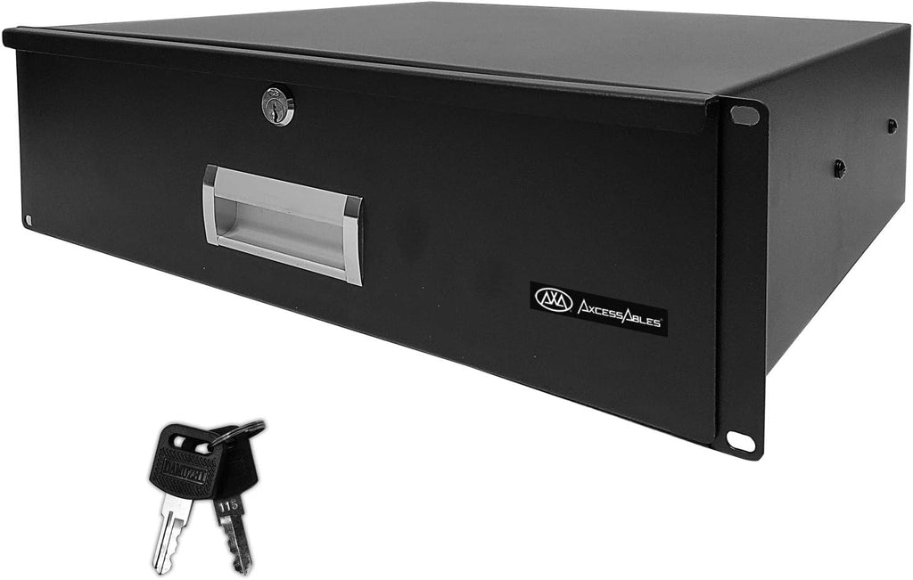 3U Universal Rack Mount Storage Drawer with Lock and Keys D90340