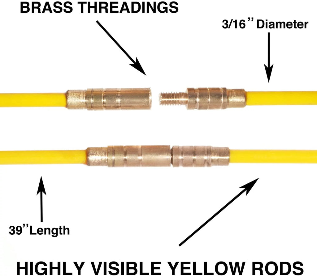 33-Feet Fiberglass Fish Tape Cable Rods Y92892