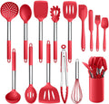 15 Pcs Silicone Non-stick Cooking Utensil Set with Stainless Steel Handle M265379