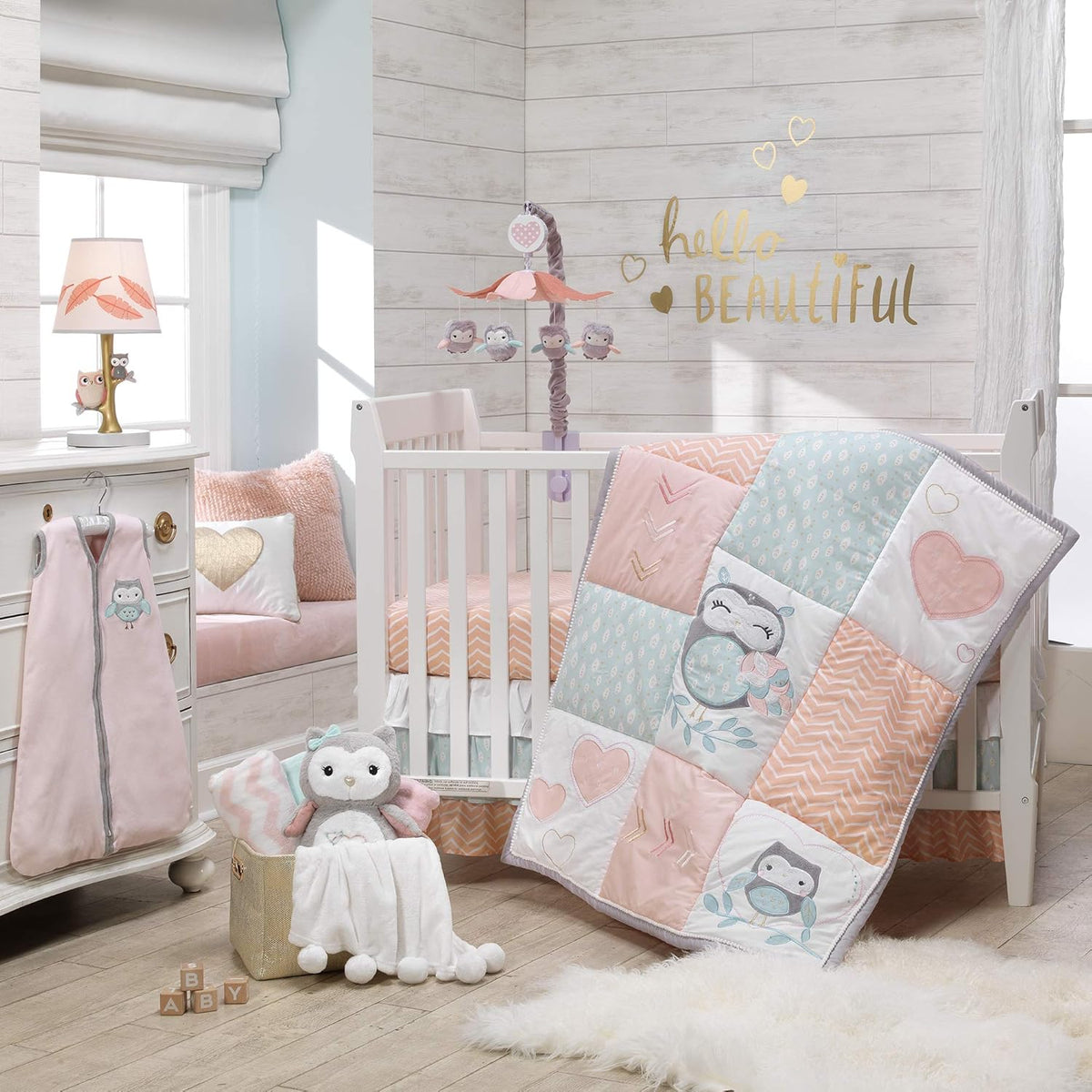 Gray/Pink Musical Baby Crib Mobile R8445