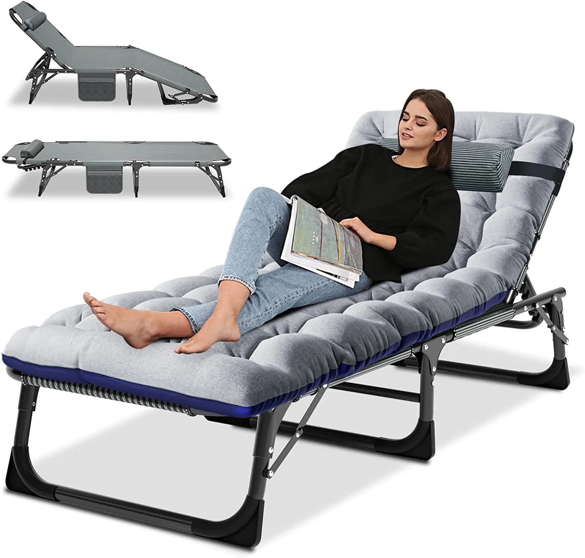 Folding Camping Cot with Cushion & Pillow K428