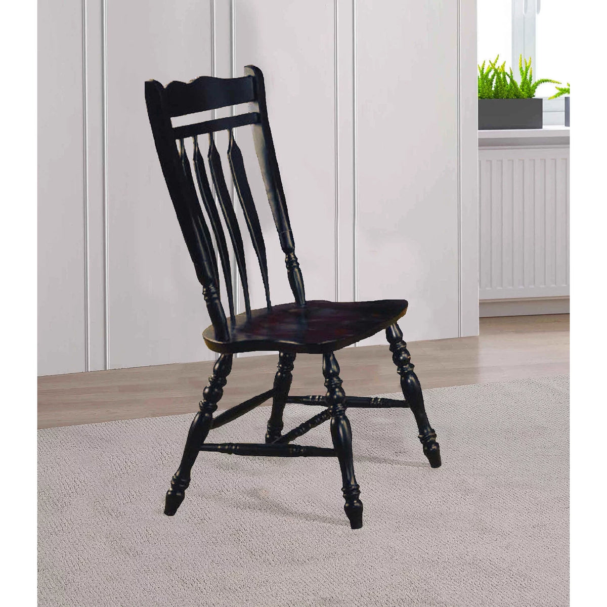 Black Wood Dining Chairs Set of 2 I14047