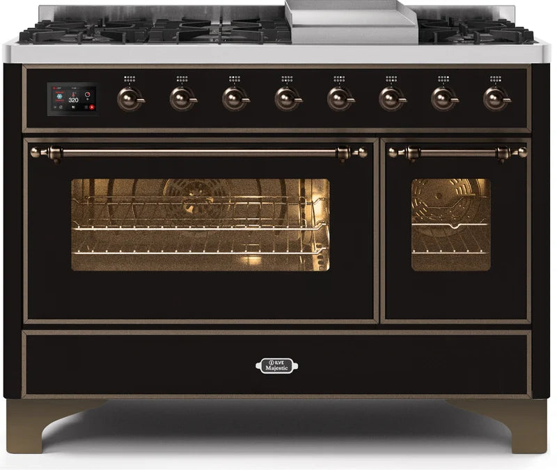 48 Dual Fuel Propane Gas Range in Glossy Black U639