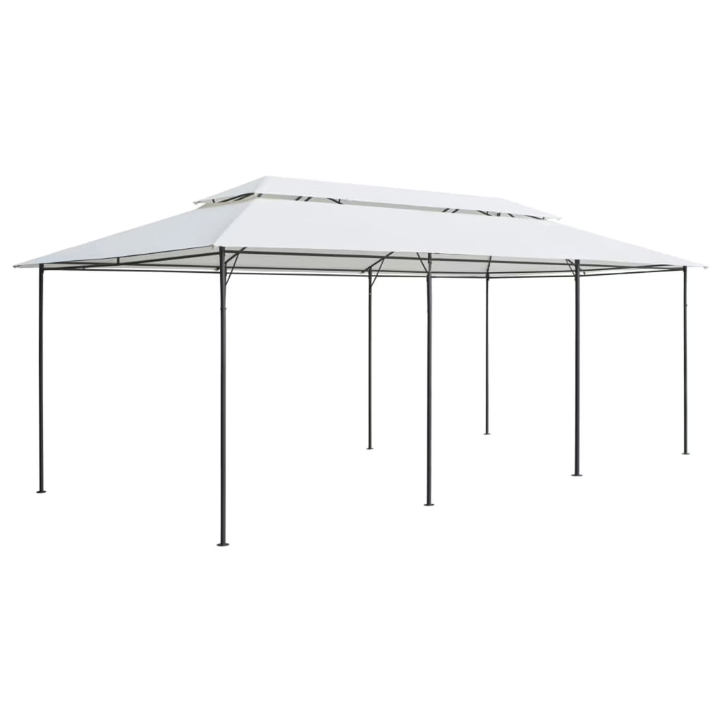 White Steel Frame Party Tent Gazebo Canopy Sun Shade Shelter 236.2 x 117.3 x 106.3 Inches R7866