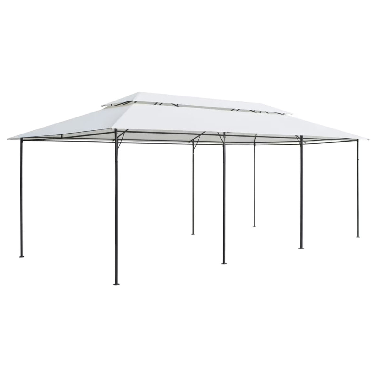 White Steel Frame Party Tent Gazebo Canopy Sun Shade Shelter 236.2 x 117.3 x 106.3 Inches R7866