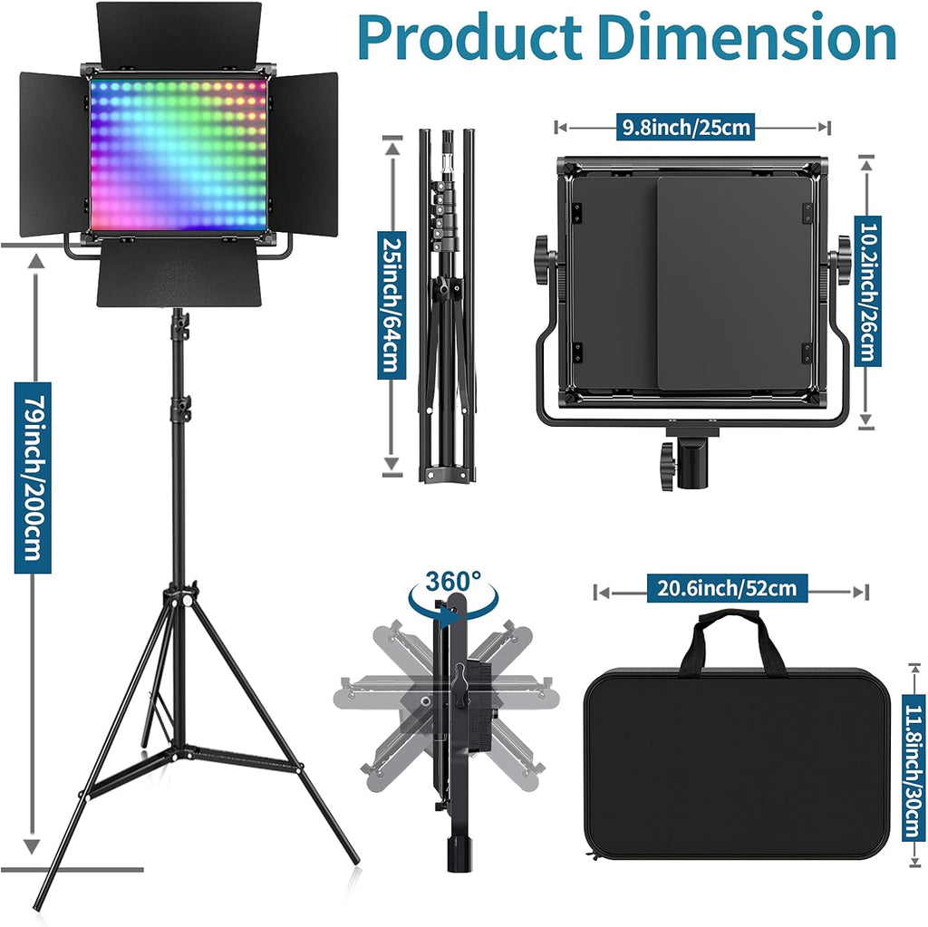 RGB LED Video Lighting Kit, 2 Packs Dimmable 552PCS LED Studio Lighting G1751