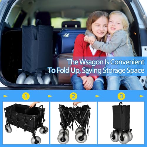 Heavy Duty Collapsible Wagon with All-Terrain 9" Pneumatic Tires and Detachable Cooler V70458