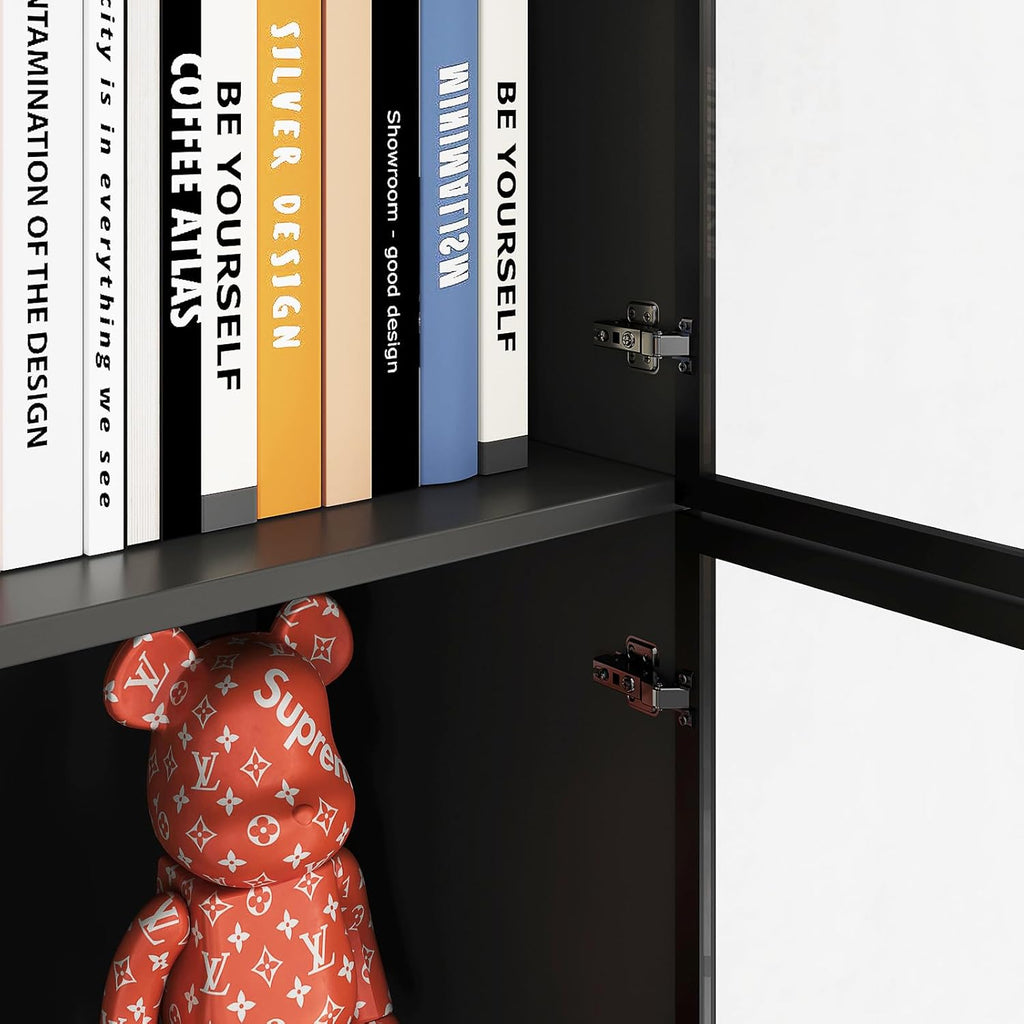 Black Wooden Display Cabinet with Glass Doors E4438