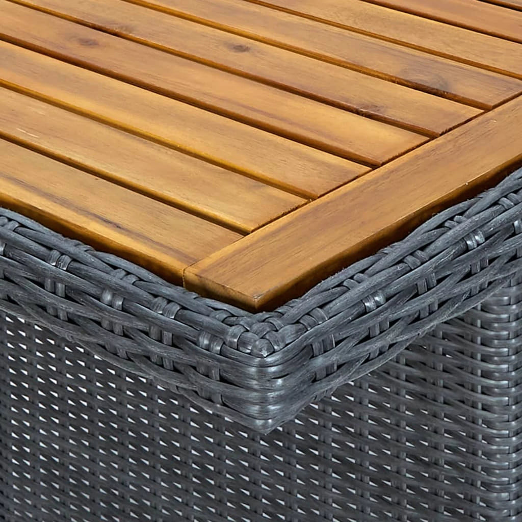 Acacia Wood Top Poly Rattan Outdoor Dining Table K9694