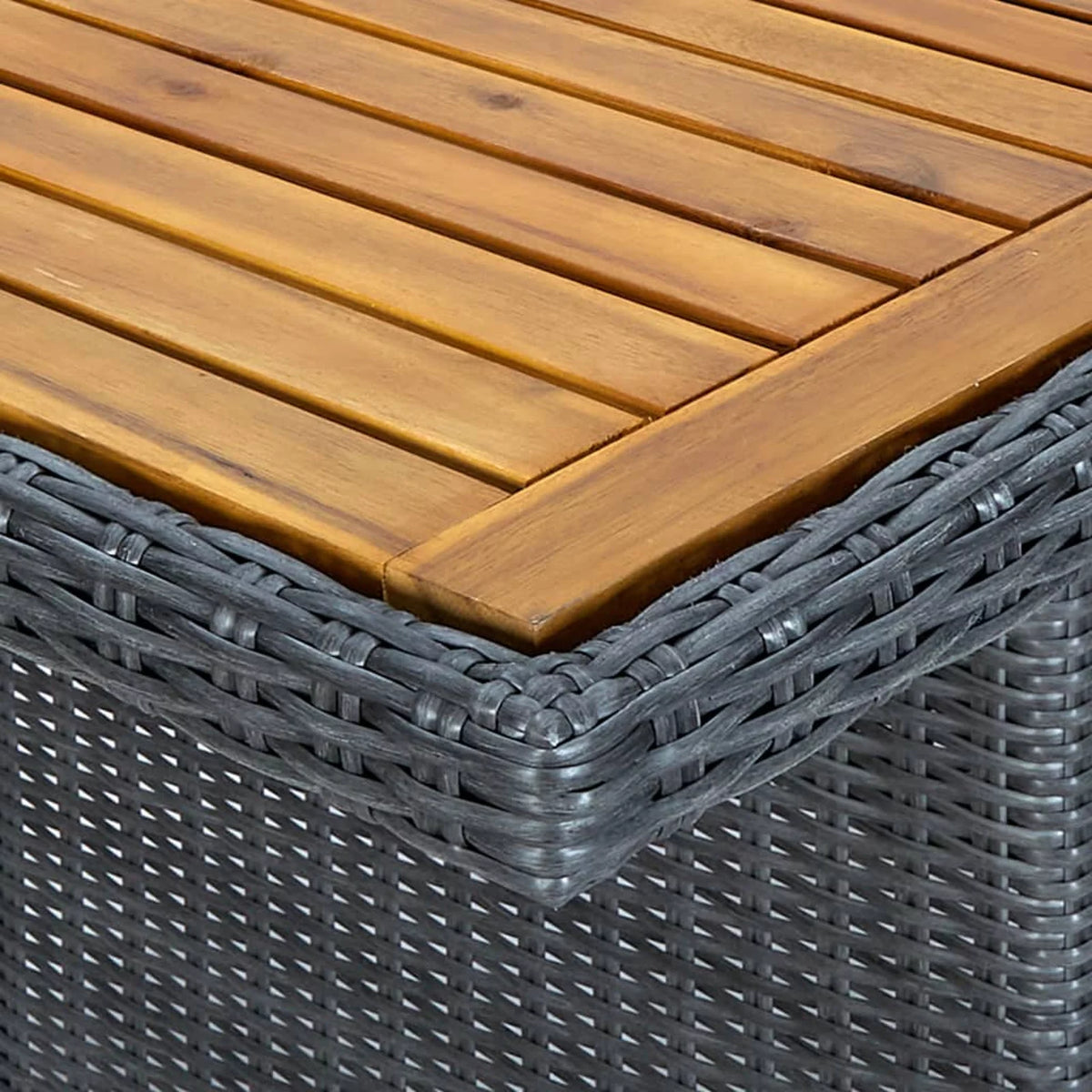 Acacia Wood Top Poly Rattan Outdoor Dining Table K9694