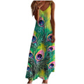 Casual Spaghetti Strap V Neck Long Maxi Dress F3894