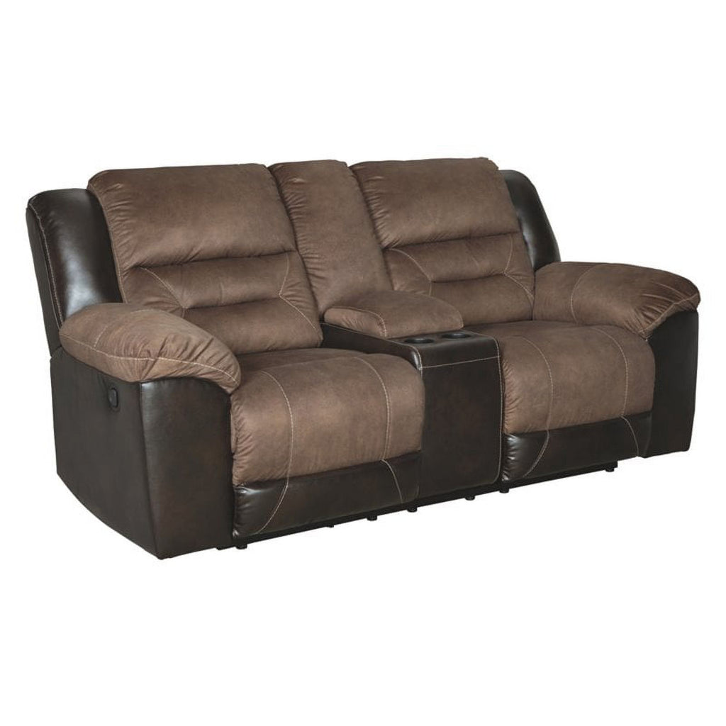 Contemporary Reclining Loveseat with Console in Chestnut I2538