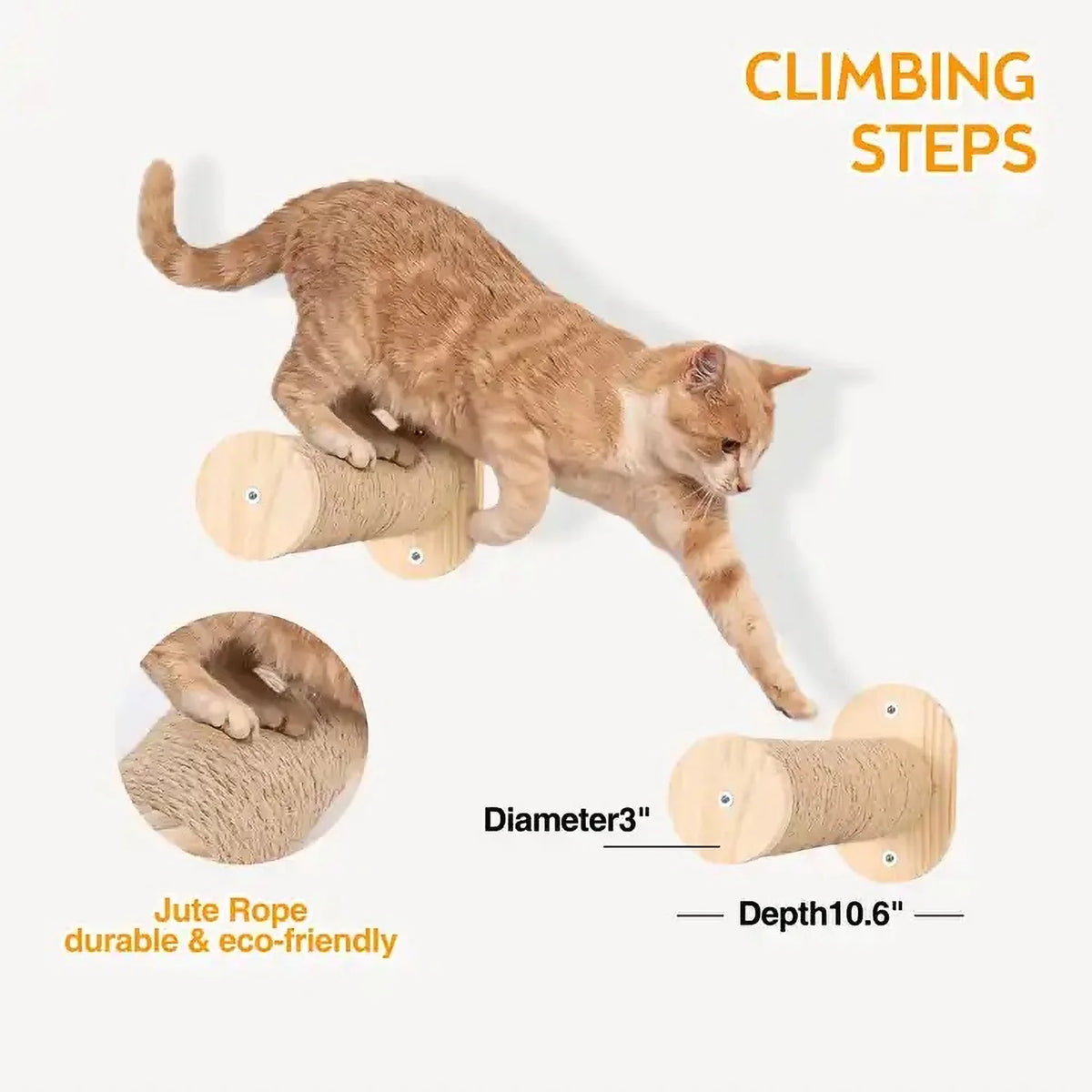 11.8” Cat Wall Steps 2 Pack with Jute Scratching H6529