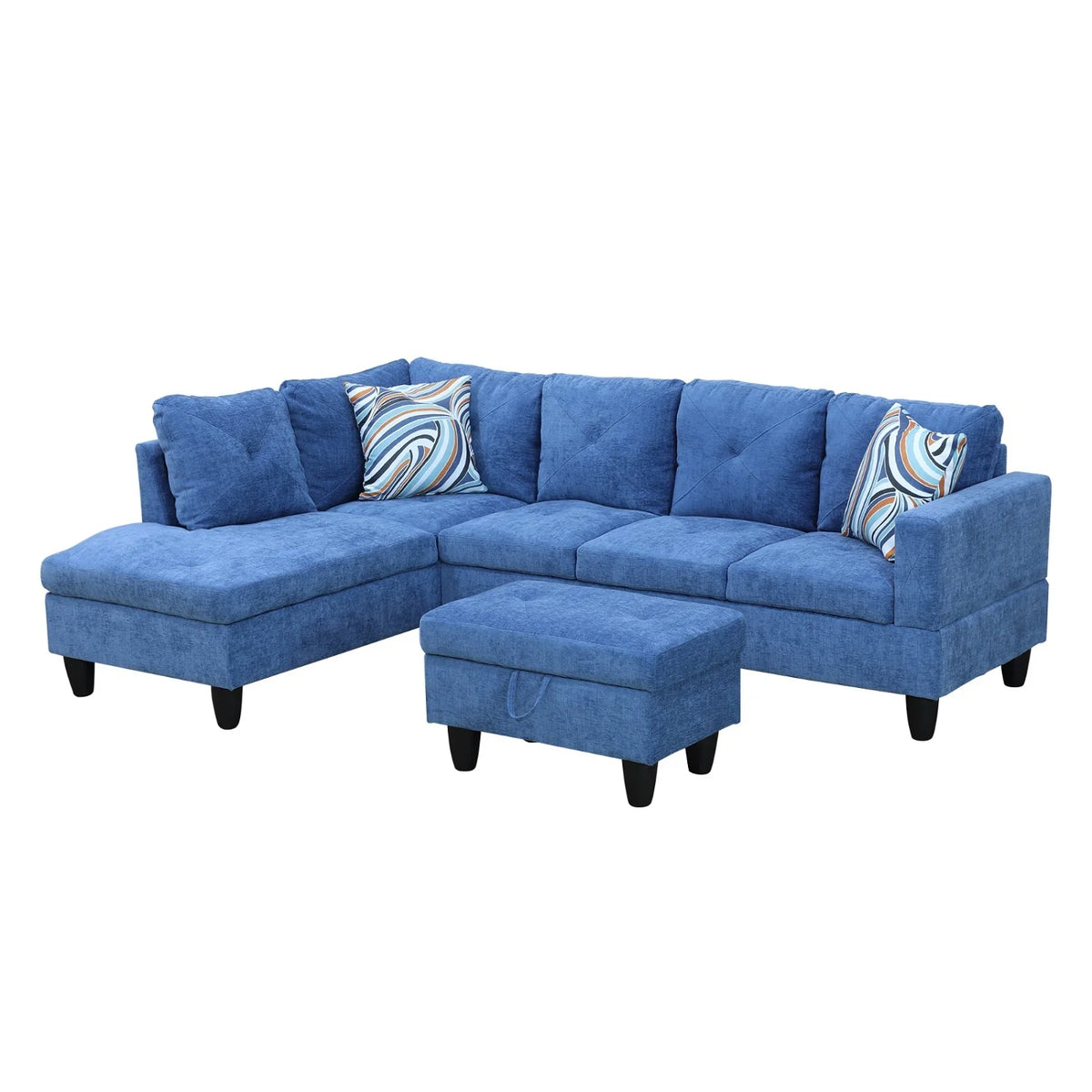 Blue Linen 2-Piece Sofa Set Q5748