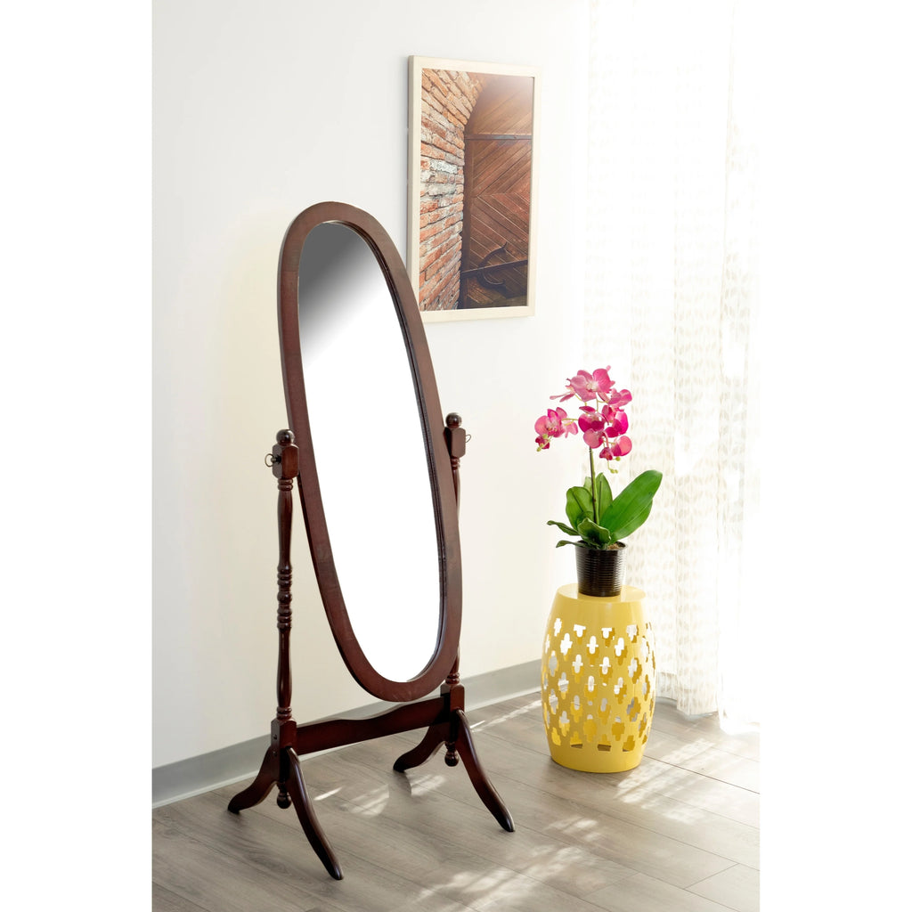 Oval Merlot Cheval Mirror with Stand K9752