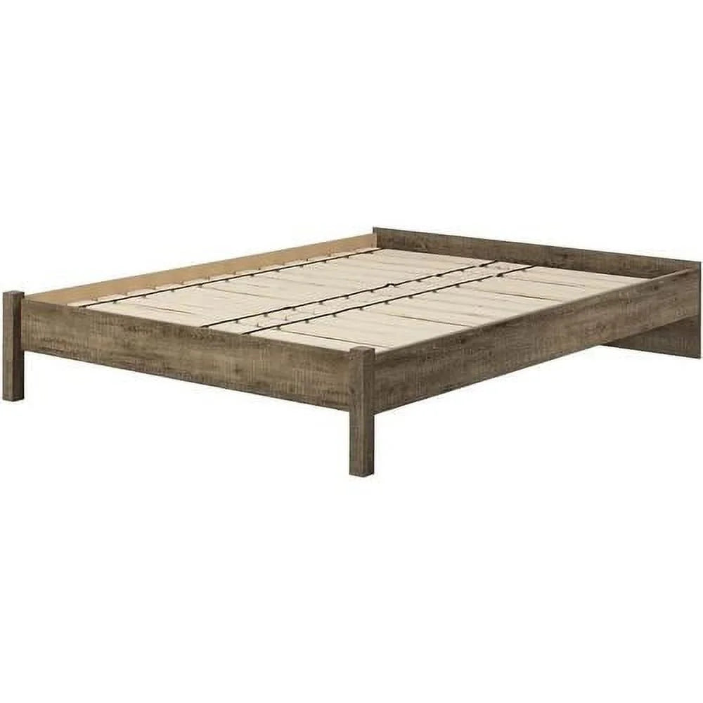 Queen Weathered Oak Platform Bed T234