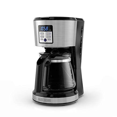 12-Cup Coffee Maker with Non-Drip Carafe and Removable Filter Basket, Black E680271