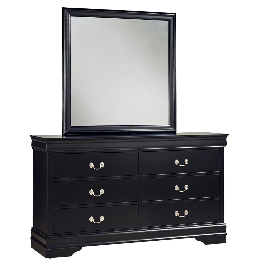 Twin Bed Nightstand Dresser Mirror 4pc Set Black V609