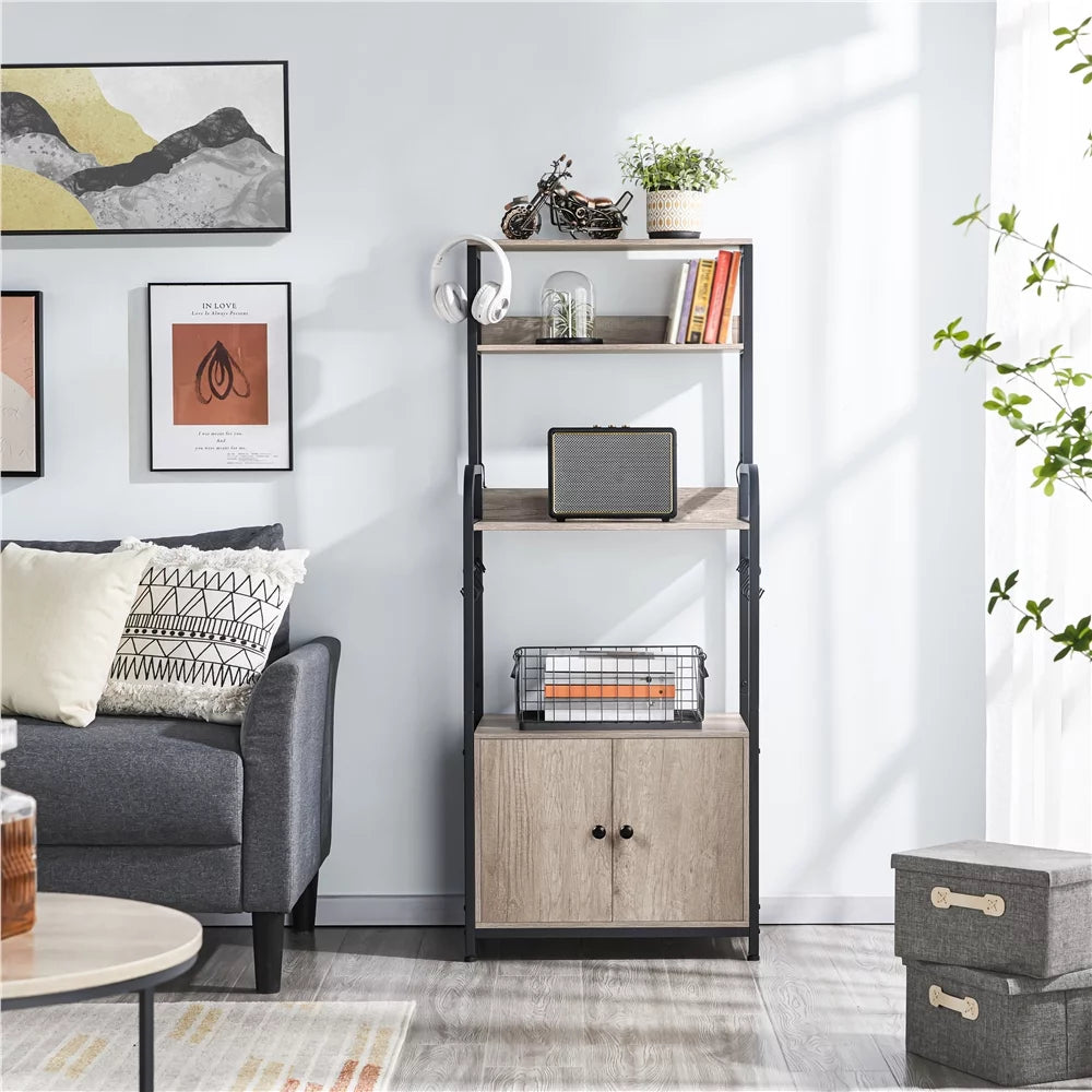 Gray Baker's Rack with Cabinet H35705