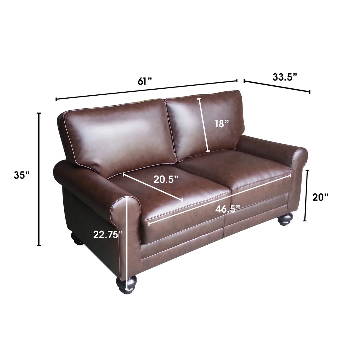 Chestnut Brown Leather Loveseat S5626