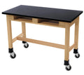 72x22 Wood Science Lab Table with Phenolic Top and Casters S36341