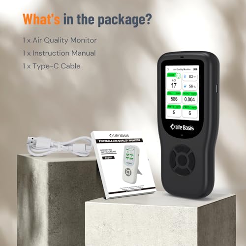 11-in-1 Air Quality Monitor with Stand - Black F407