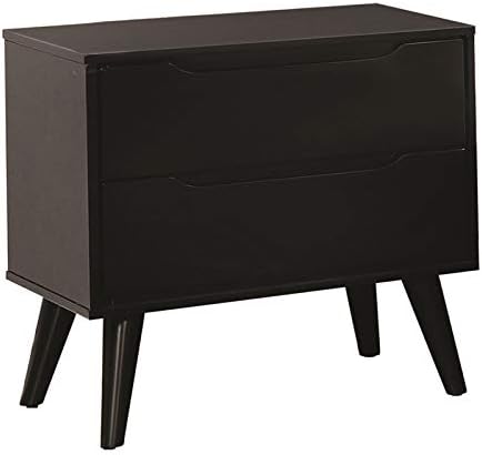 Black Wood 2-Drawer Nightstand Y5103
