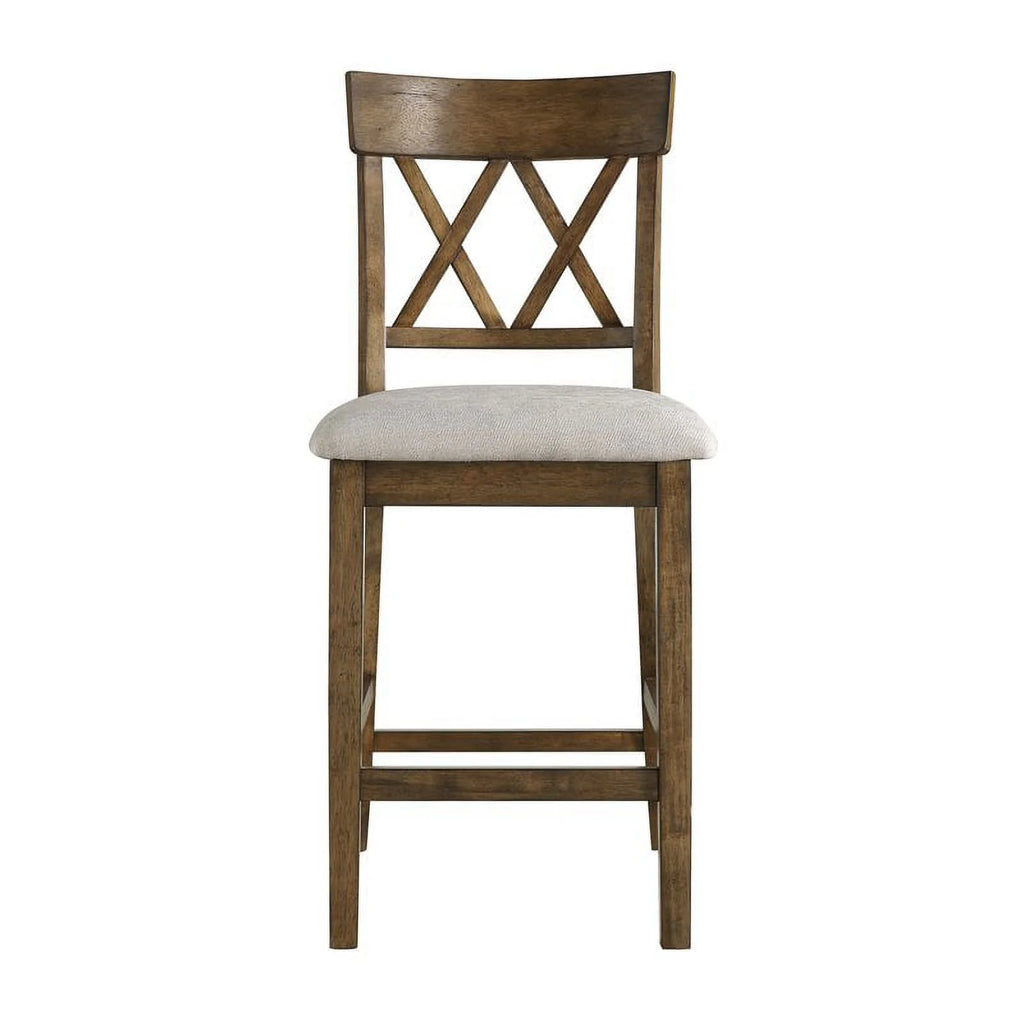 Oak Wood Crossback Counter Height Dining Chair Set of 2 I867321