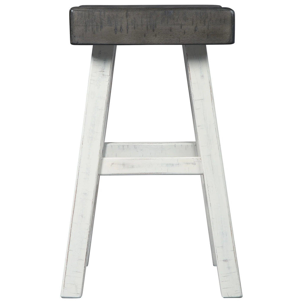 25 Inch Wooden Saddle Stool Set of 2 Brown and White C359920