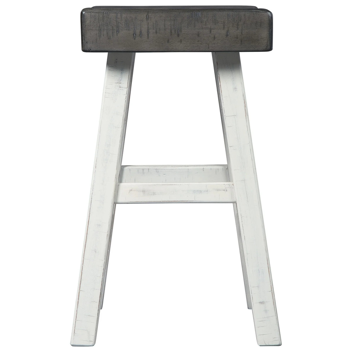 25 Inch Wooden Saddle Stool Set of 2 Brown and White C359920