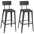 Set of 2 Bar Stools with Back, Steel Frame, Ash Black and Ink Black F22237