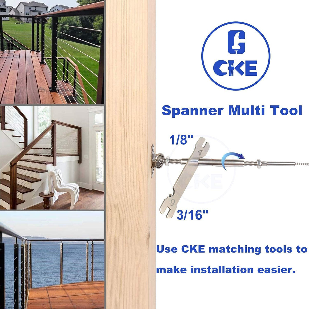 25 Pairs T316 Stainless Steel 180° Adjustable Angle Cable Railing Hardware Kit S586300