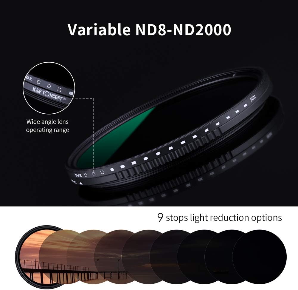55mm Variable Neutral Density Filter ND8-ND2000, Pack of 2 A377768