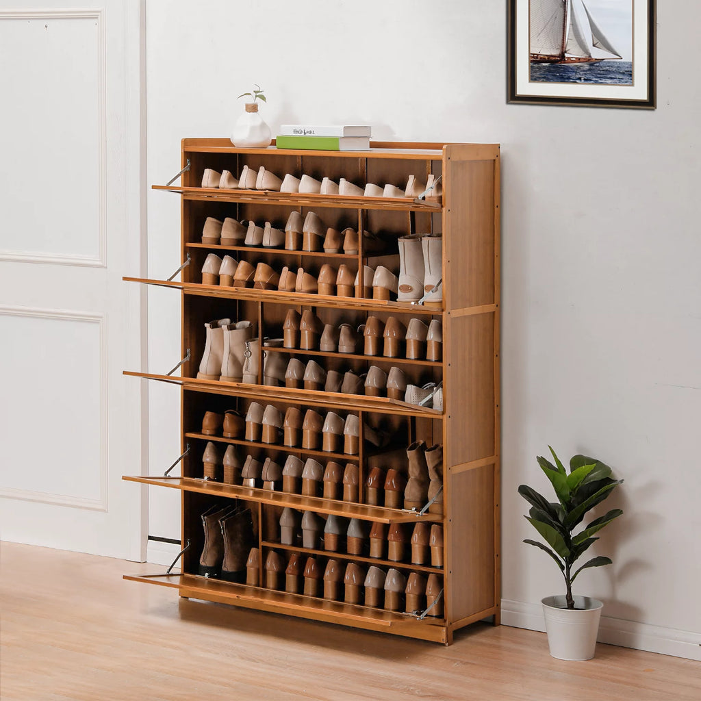 Bamboo 9 Tier Shoe Organizer Cabinet with Door O284885