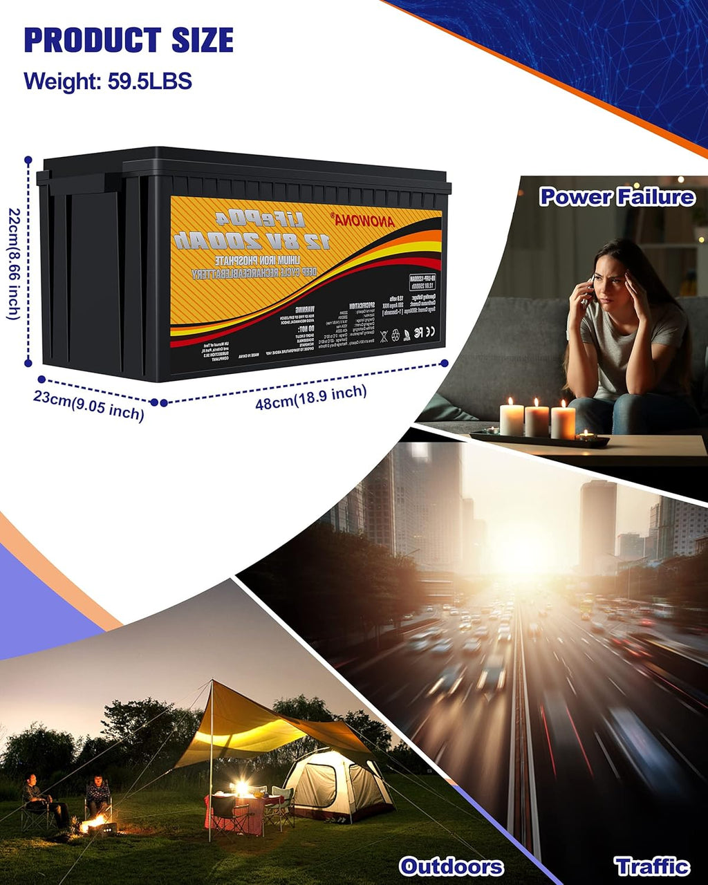 12.8V 100Ah LiFePO4 Deep Cycle Battery with 100A BMS H4491