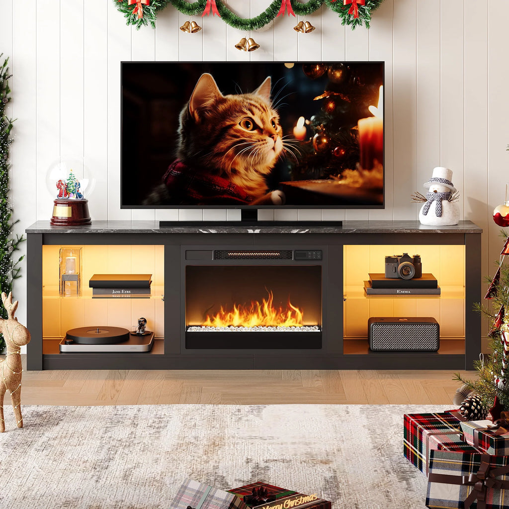 Black Electric Fireplace TV Stand K821