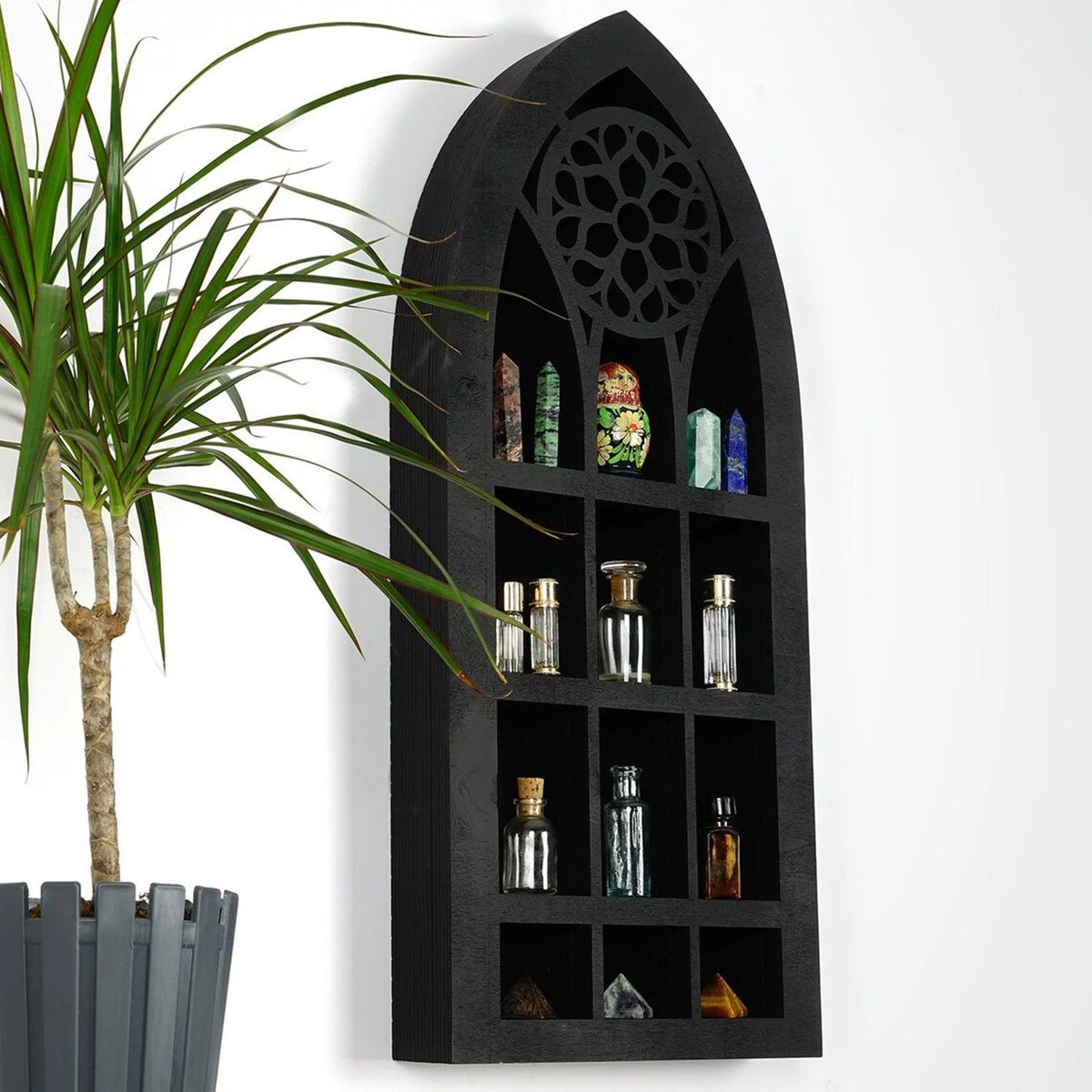 Black Wooden Wall Display Shelf K8229