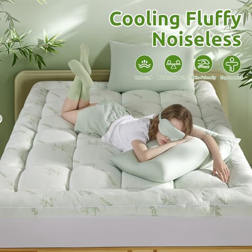 Queen Mattress Topper, Extra Thick 1100 GSM Down Alternative Fill, Cooling Pillow Top Mattress Cover with 8-21" Deep Pocket U468