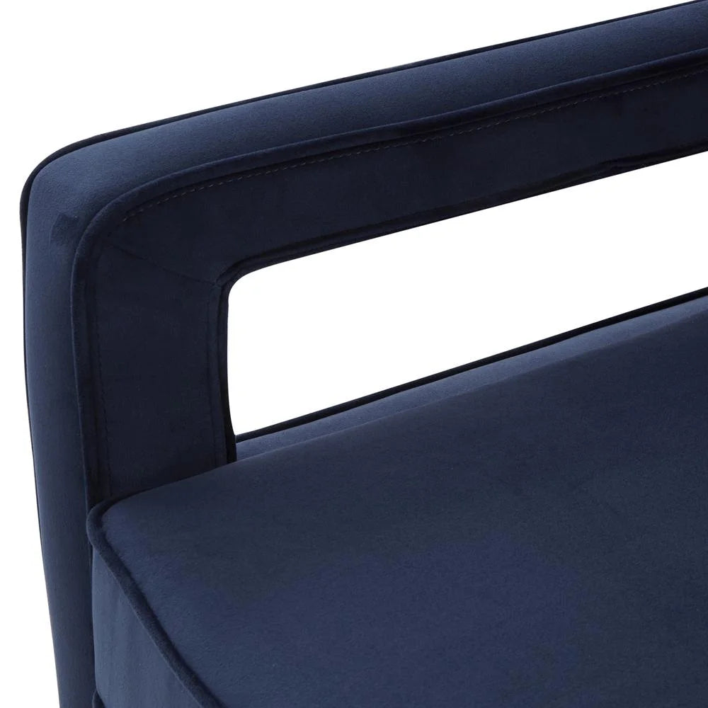 Navy Blue Velvet Accent Arm Chair with Brown Legs U677624
