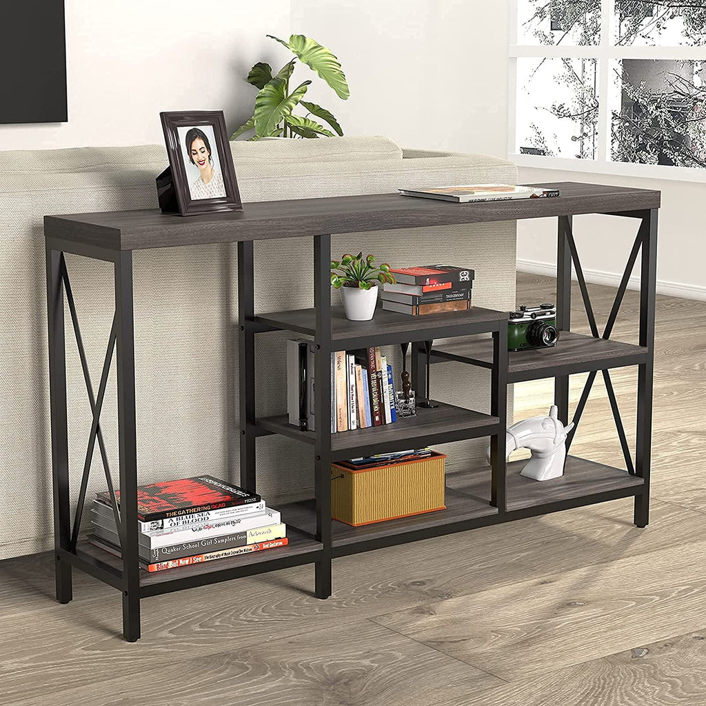 Gray 55"L Narrow Console Table with Storage Shelves A3831