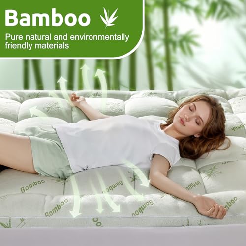 Queen Mattress Topper, Extra Thick 1100 GSM Down Alternative Fill, Cooling Pillow Top Mattress Cover with 8-21" Deep Pocket U468