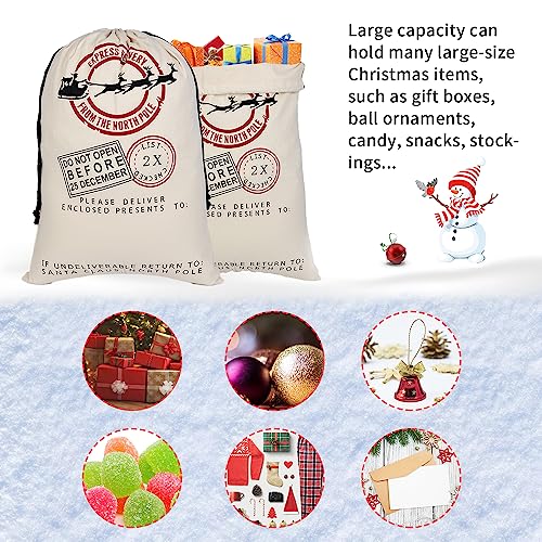 6 Pack Cotton Canvas Gift Bags With Drawstrings F81976