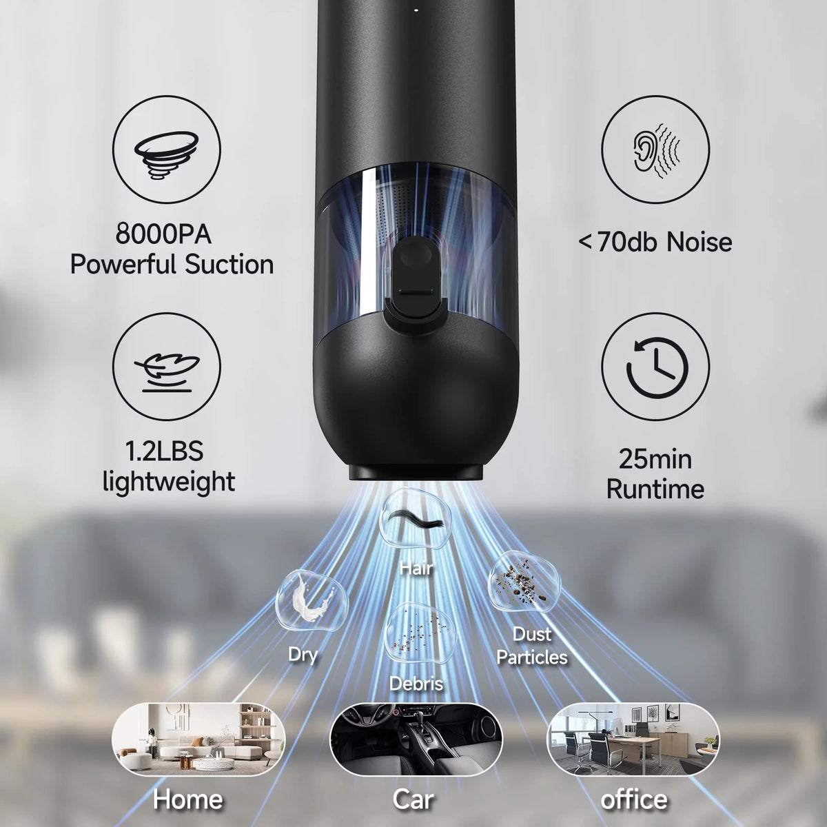 Lightweight Cordless Handheld Vacuum with Washable HEPA D111