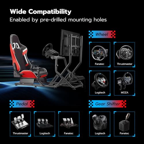 Racing Simulator Cockpit with Monitor Mount and Seat Y5437