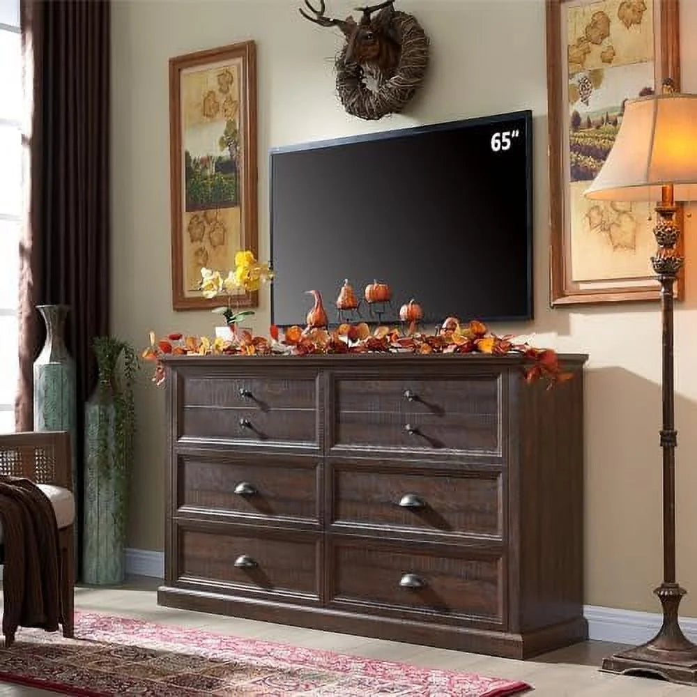 6 Drawer Wood Dresser Q814