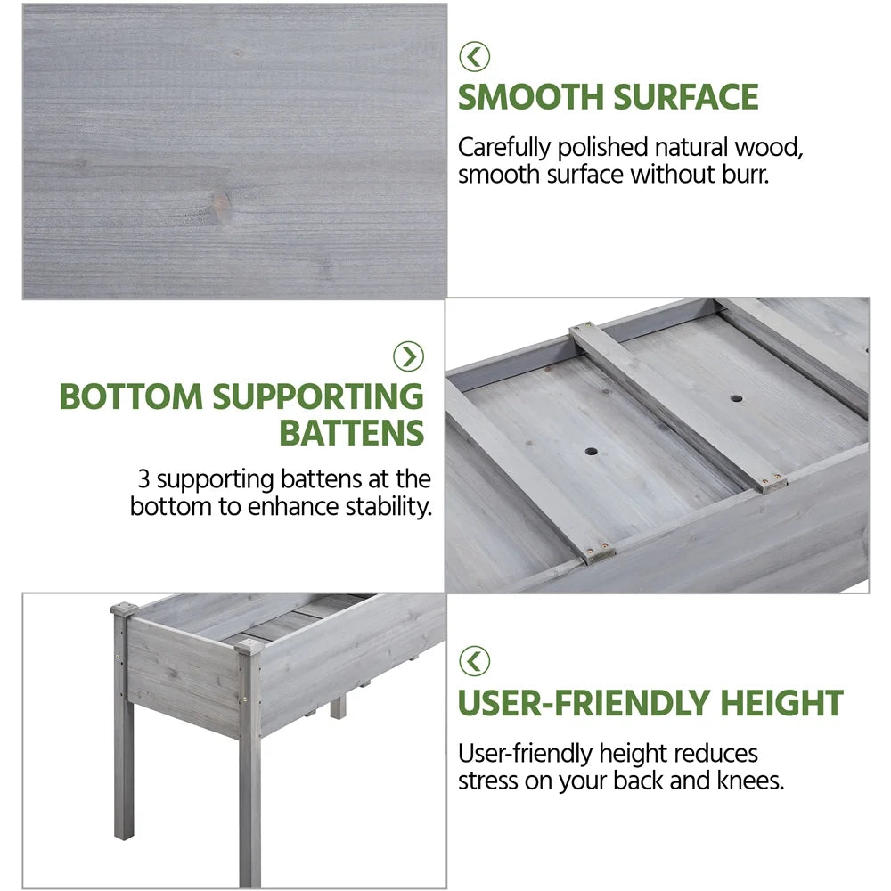 Gray Fir Wood Raised Garden Bed Planter Box S1658