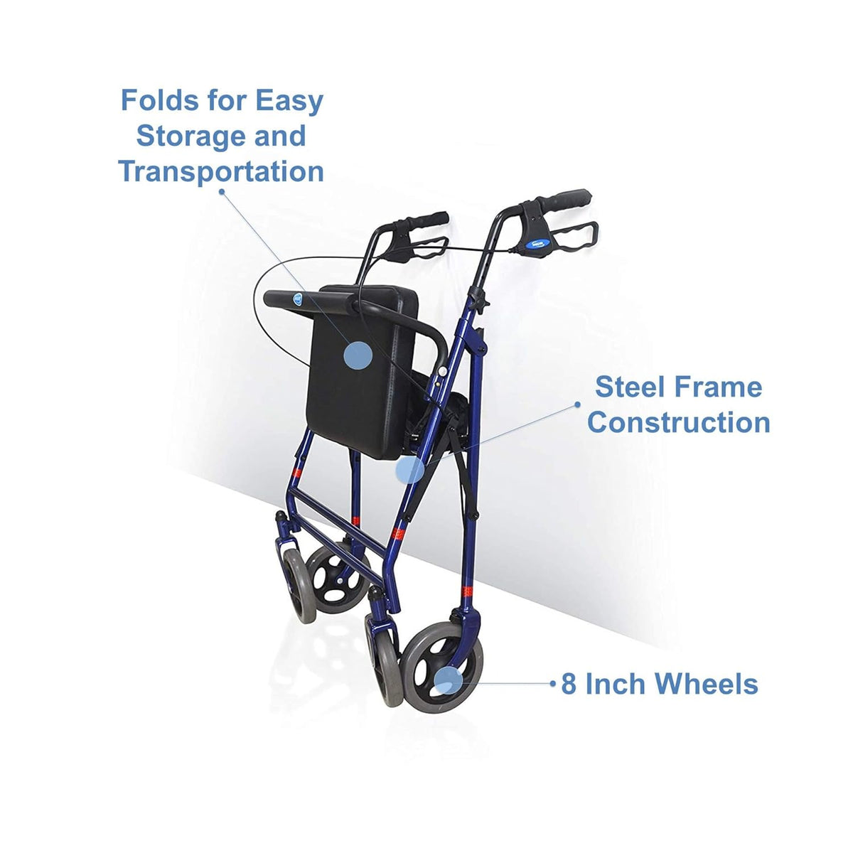 Blue Bariatric Rollator with Padded Seat T8533